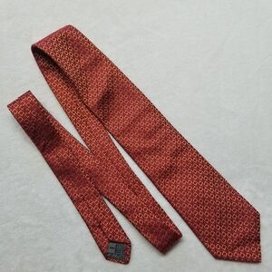TINO COSMA Men's 100% Silk Necktie ITALY Designer Geometric Red Orange